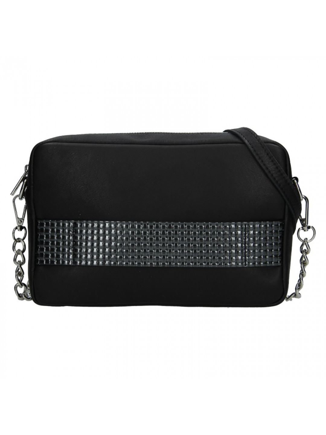 Trendy dámská kožená crossbody kabelka Facebag Ninas – černo-stříbrná